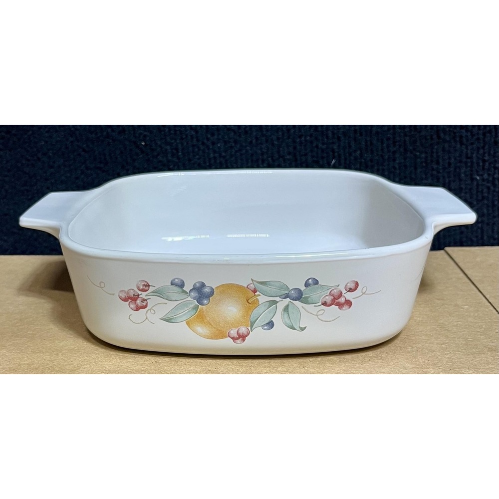 Corning Ware A-1-B Casserole Dish 1 Liter Abundance Fruit Pattern Square Baking‎